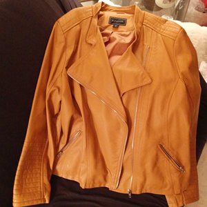 2XL Camel Faux Leather Biker Jacket